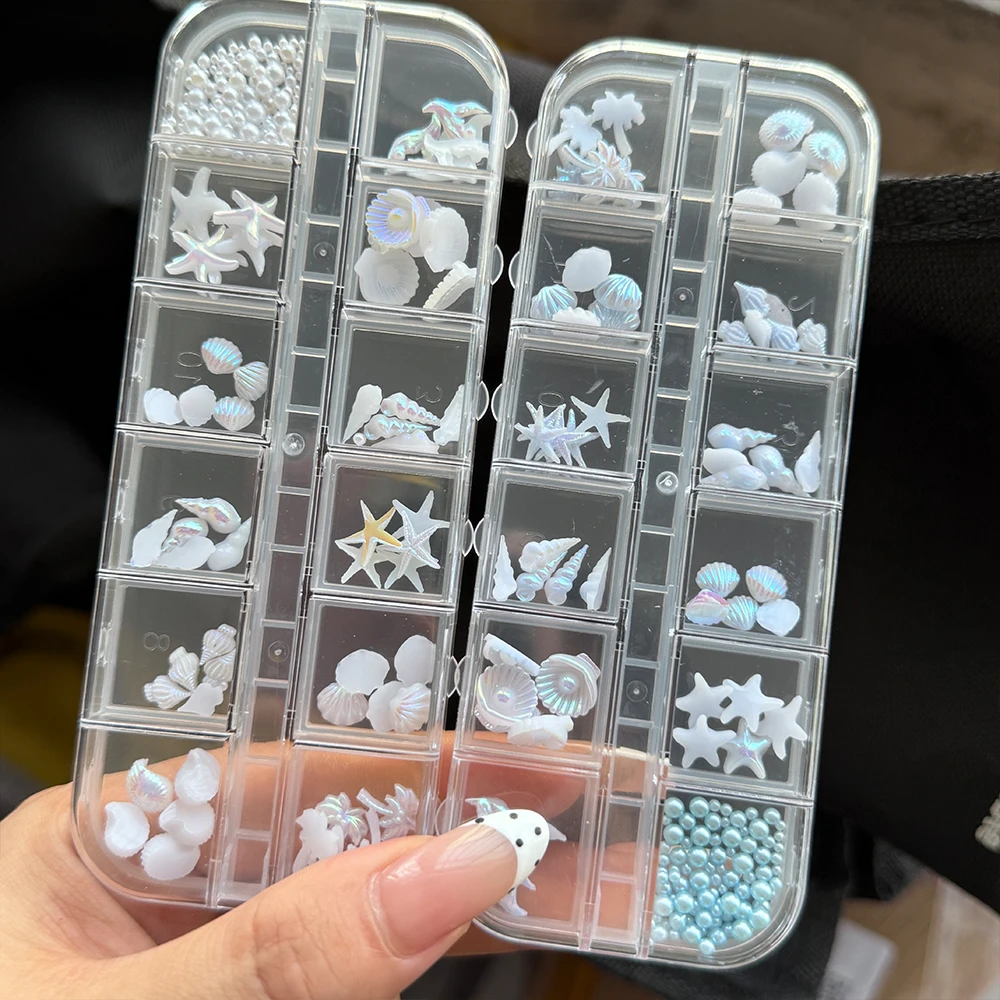 12Grids Aurora Blue Starfish Shell Summer Nail Rhinestones 3D Ocean Series Resin Conch Mermaid Tail Nail Charms DIY Manicure Dec
12Grids Aurora Blue Starfish Shell Summer Nail Rhinestones 3D Ocean Series Resin Conch Mermaid Tail Nail Charms DIY Manicure Dec