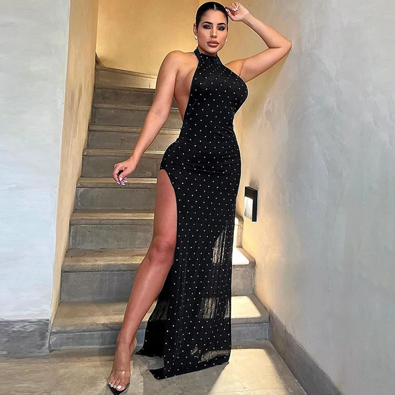 Hot Selling Mesh Dot Print Dresses Women's Clothing New Fashion Split Dress Sexy Backless Opennback Perspective Dress
Hot Selling Mesh Dot Print Dresses Women's Clothing New Fashion Split Dress Sexy Backless Opennback Perspective Dress