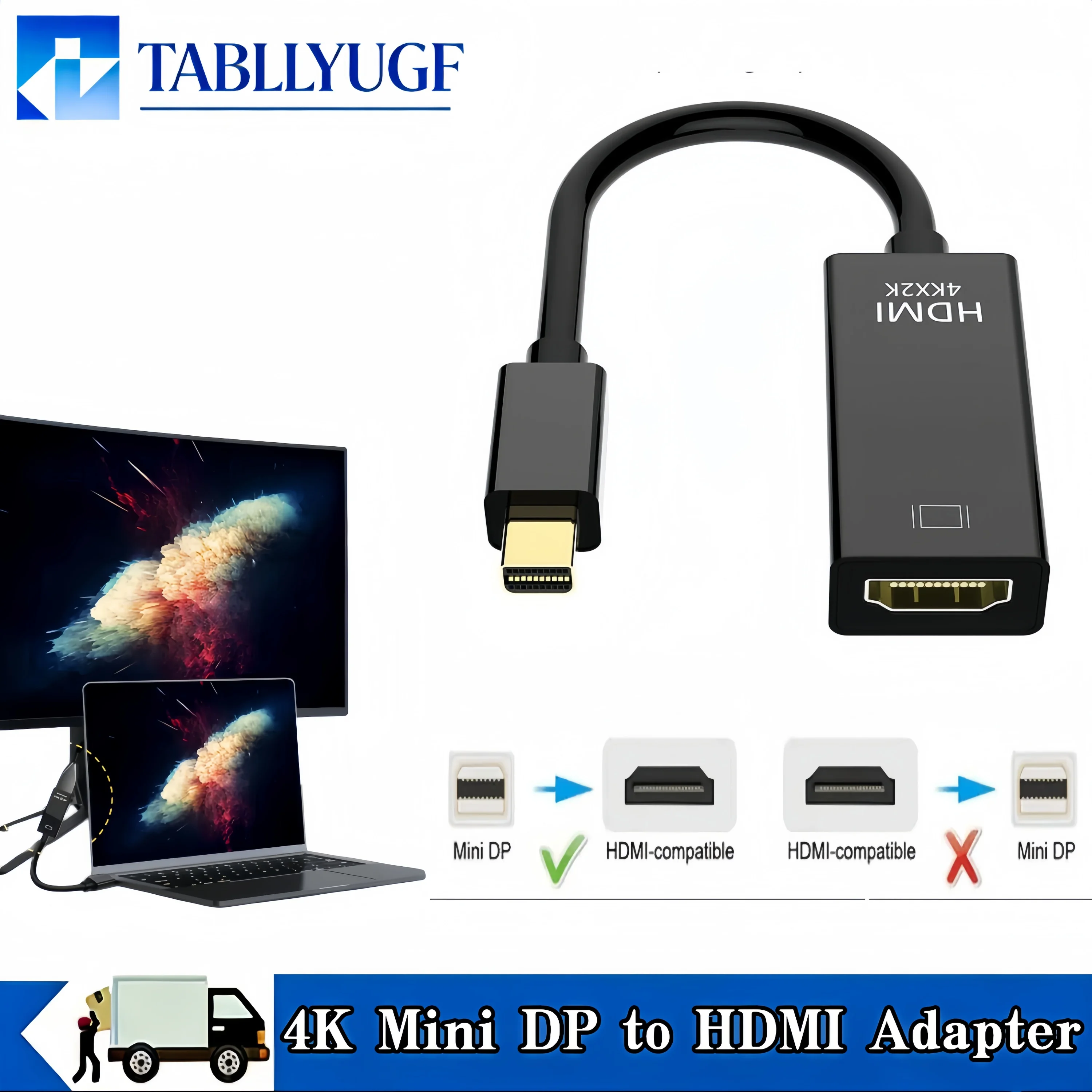 Адаптер 4K Mini DisplayPort-HDMI, конвертер-кабель Mini DP (штекер) в HDMI (гнездо) для Apple MacBook Air Pro
Адаптер 4K Mini DisplayPort-HDMI, конвертер-кабель Mini DP (штекер) в HDMI (гнездо) для Apple MacBook Air Pro