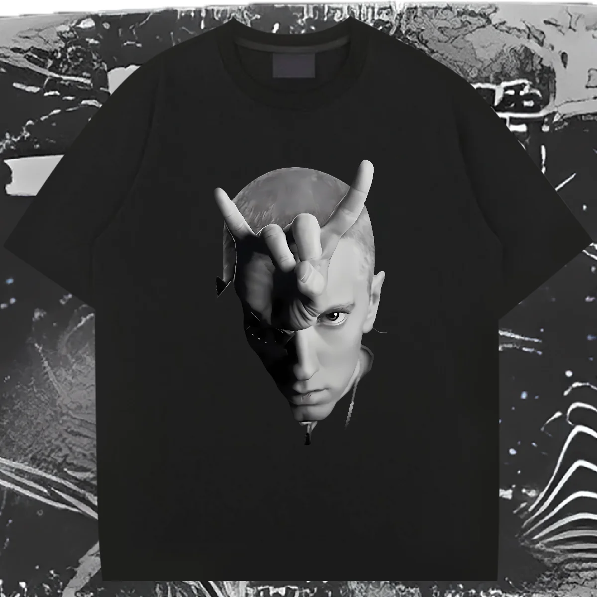 Rapper Eminen O-Neck Loose Short Sleeve Unisex Tops Printed Fashion Street Vintage Tee DIY Tees Quick-Drying Rapper Clothes
Rapper Eminen O-Neck Loose Short Sleeve Unisex Tops Printed Fashion Street Vintage Tee DIY Tees Quick-Drying Rapper Clothes
