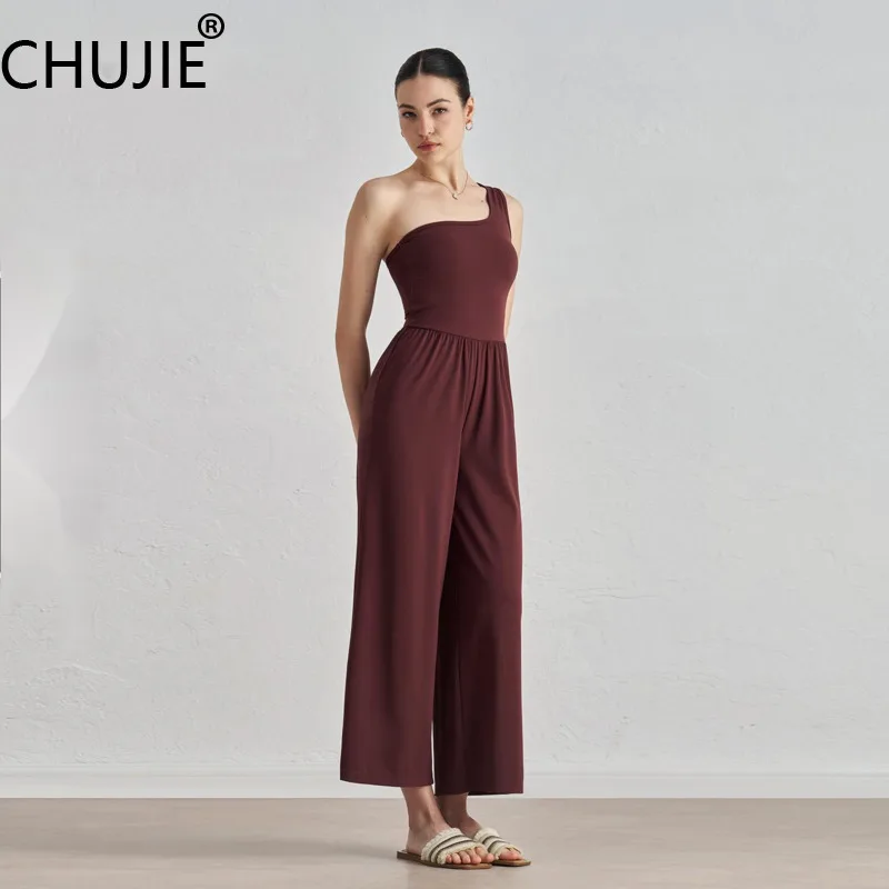 CHUJIE 2025 Spring/Summer Single Strap Yoga Jumpsuit Women's Chest Padded Sports Vest Loose Wide Leg Pants Pilates Dance Set
CHUJIE 2025 Spring/Summer Single Strap Yoga Jumpsuit Women's Chest Padded Sports Vest Loose Wide Leg Pants Pilates Dance Set