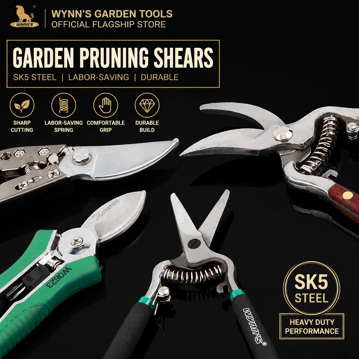 Heavy-Duty Garden Pruner SK5 Steel Professional Branch Cutting Shears for Trees Shrubs Comfort Grip Gardening Scissors
Heavy-Duty Garden Pruner SK5 Steel Professional Branch Cutting Shears for Trees Shrubs Comfort Grip Gardening Scissors