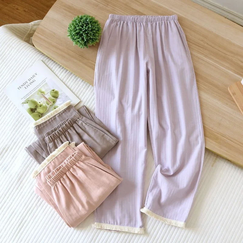 2026 New Women's Spring/Summer Sleeper Pants 100% Cotton Tassel Lace Pants Thin Simple Home Pants Loose Solid Color Bottoms
2026 New Women's Spring/Summer Sleeper Pants 100% Cotton Tassel Lace Pants Thin Simple Home Pants Loose Solid Color Bottoms