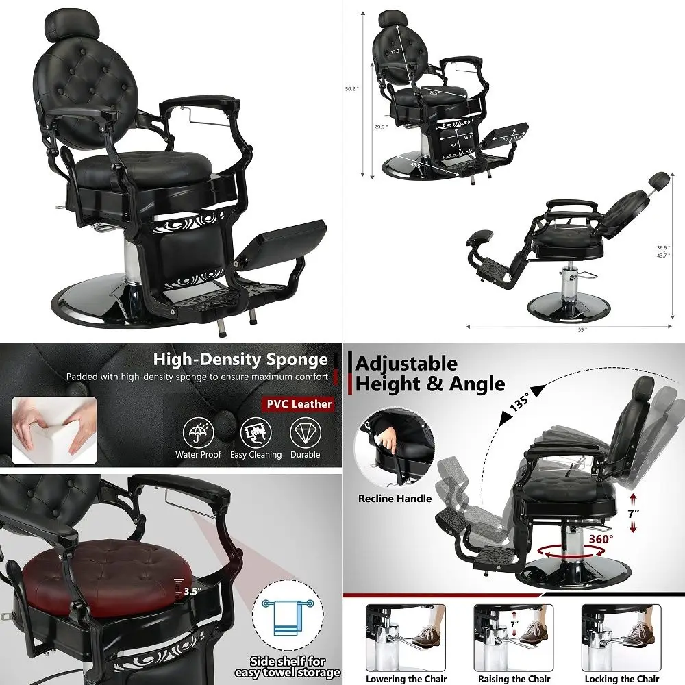 Barbershop Chair, Heavy Duty Metal Professional Salon Chair Supports up to 440lbs with 135o Recline and Hydraulic Lift, Perfect
Barbershop Chair, Heavy Duty Metal Professional Salon Chair Supports up to 440lbs with 135o Recline and Hydraulic Lift, Perfect