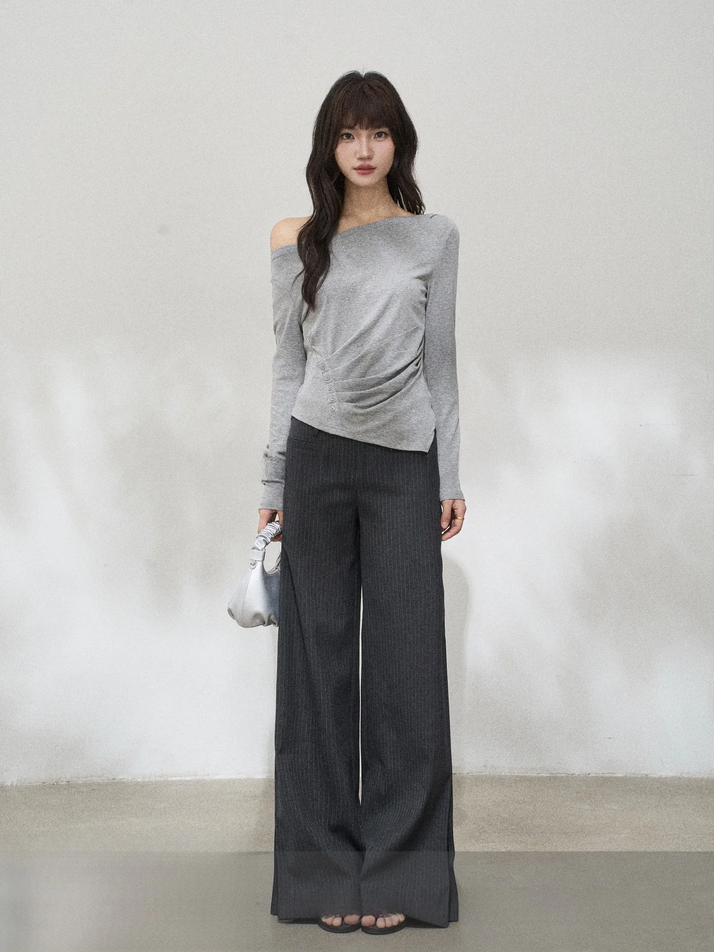 High-End Straight Leg Loose Wide Leg Casual Pants Women Spring Season Striped l Waist Button Closure Korean Sle
High-End Straight Leg Loose Wide Leg Casual Pants Women Spring Season Striped l Waist Button Closure Korean Sle