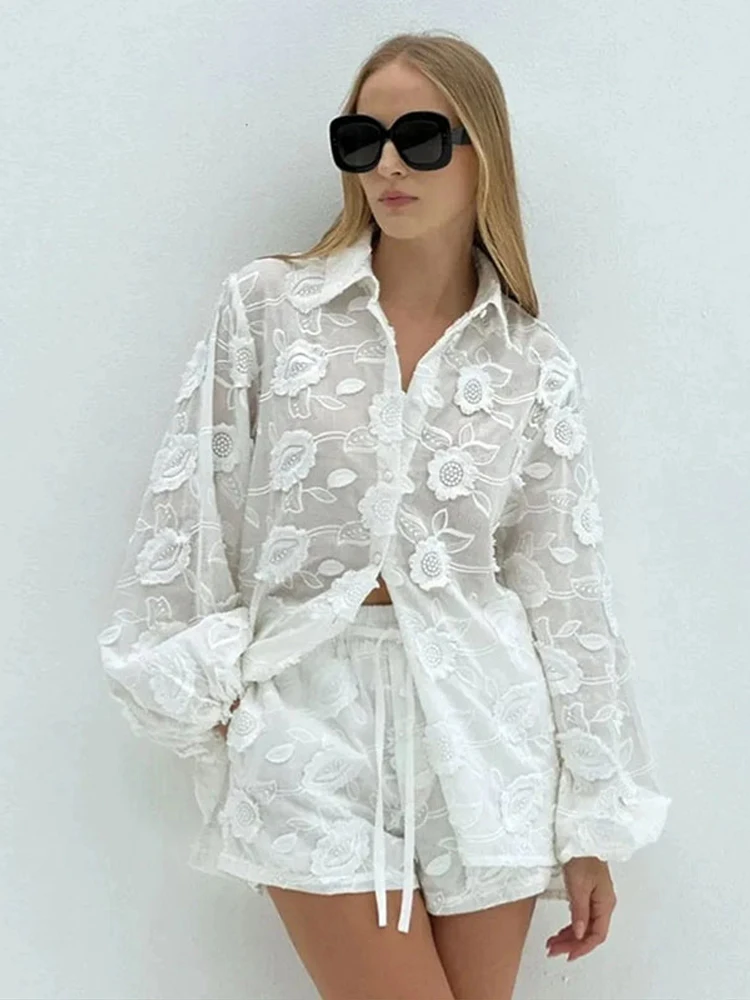 Chic Floral Embroidered Button-Down Linen-Blend Sheer Long Sleeve Shirt & Elastic Waist 2026 Summer Romantic Women Vacation Set
Chic Floral Embroidered Button-Down Linen-Blend Sheer Long Sleeve Shirt & Elastic Waist 2026 Summer Romantic Women Vacation Set