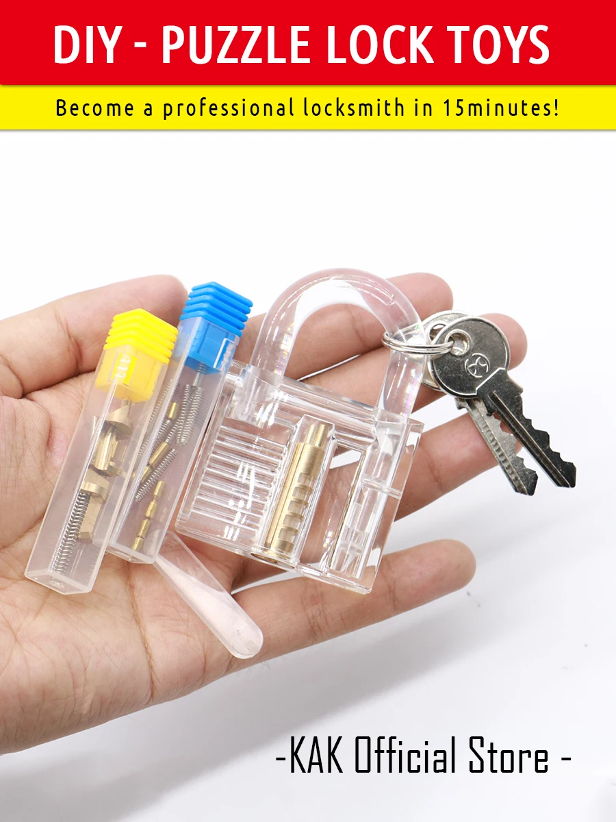 KAK DIY Practice Padlock with Keys Transparent Training Lock Puzzle Lock Intelligence Game Set for Kids Self-assemble Padlock
KAK DIY Practice Padlock with Keys Transparent Training Lock Puzzle Lock Intelligence Game Set for Kids Self-assemble Padlock