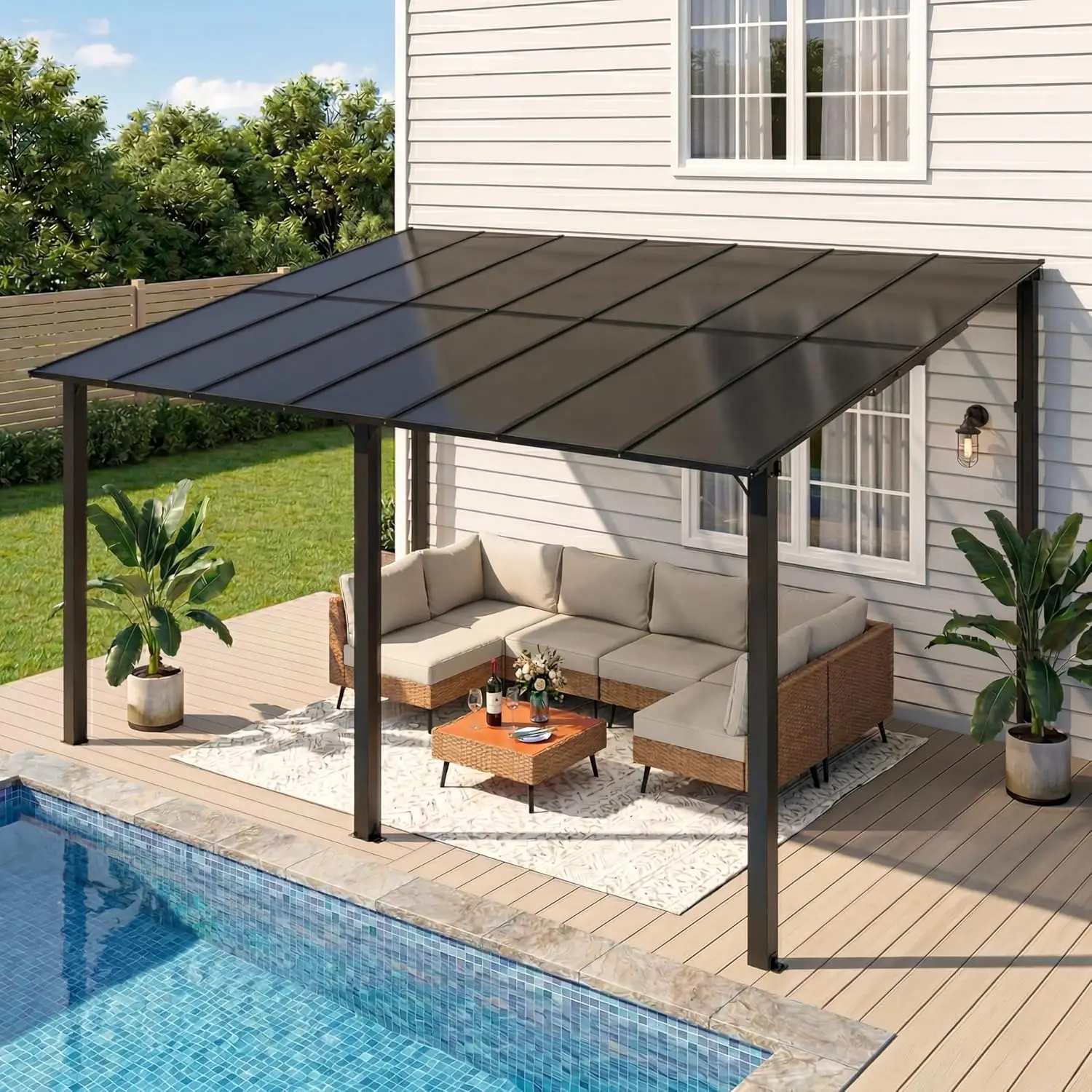 14x10 Wall-Mounted Hardtop Gazebo Pergola with Roof for Patio Deck Backyard Garden Porch, Customized
14x10 Wall-Mounted Hardtop Gazebo Pergola with Roof for Patio Deck Backyard Garden Porch, Customized