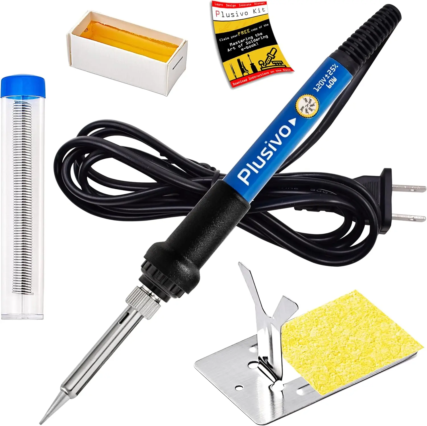 Soldering Iron Kit 60W Adjustable Temperature 5-in-1 Electronics Repair Kit with Solder Wire, Stand, Sponge & Rosin Flux, Fast
Soldering Iron Kit 60W Adjustable Temperature 5-in-1 Electronics Repair Kit with Solder Wire, Stand, Sponge & Rosin Flux, Fast