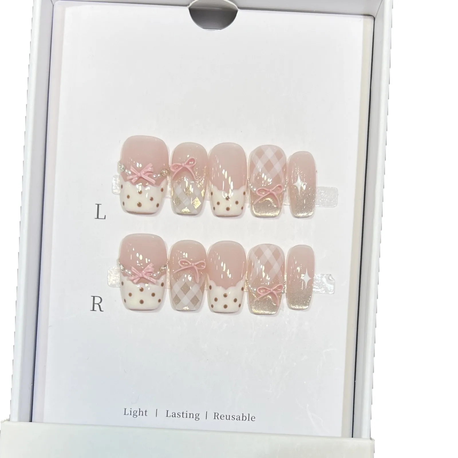 10Pcs Sweet Mid-length Ballet False Nails Art Fashion Pink Cat Eye Lovely Bow Wearable Finished Nails Set Summer Acrylic Nails
10Pcs Sweet Mid-length Ballet False Nails Art Fashion Pink Cat Eye Lovely Bow Wearable Finished Nails Set Summer Acrylic Nails