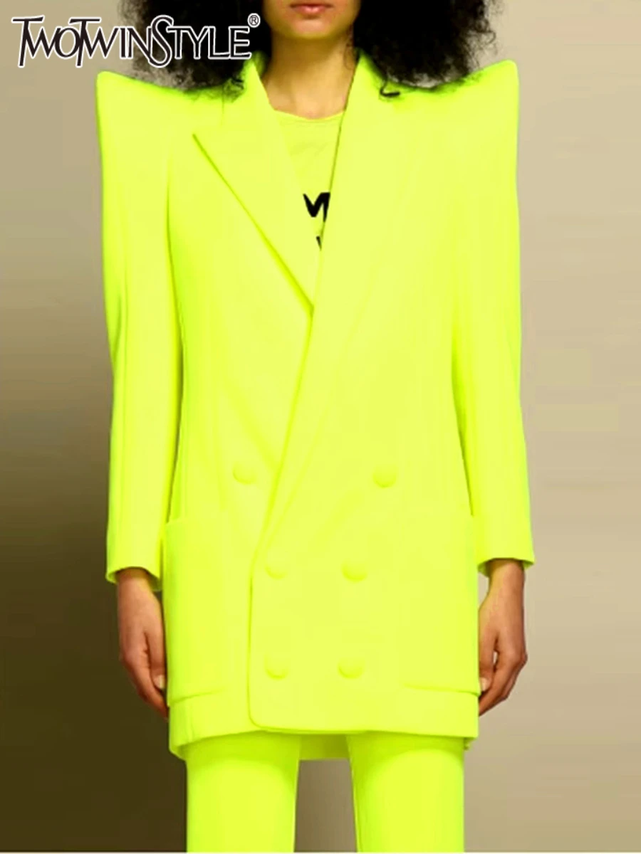 TWOTWINSTYLE Solid Two Piece Set for Women Lapel Long Sleeves Patchwork Pockets Loose Blazer High Waist Pant Sets Female Clothes
TWOTWINSTYLE Solid Two Piece Set for Women Lapel Long Sleeves Patchwork Pockets Loose Blazer High Waist Pant Sets Female Clothes