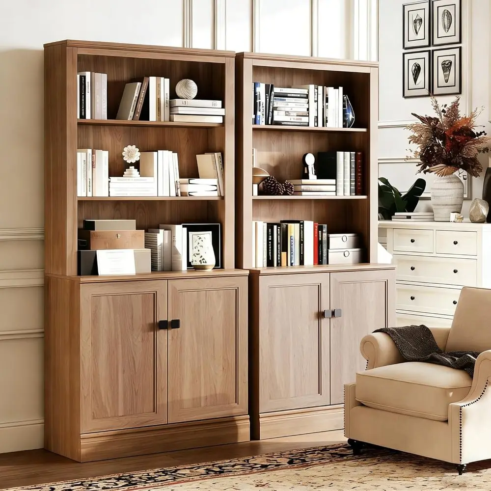 Oak 5-Tier Bookcase with Adjustable Shelves and Storage Cabinet for Home or Office
Oak 5-Tier Bookcase with Adjustable Shelves and Storage Cabinet for Home or Office