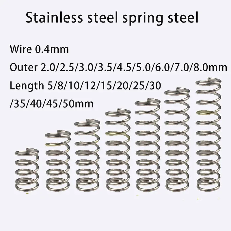 10pcs Strong Spring Compressed 304 Stainless Steel Miniature Ballpoint Pen Wire 0.4mm Outer 2/2.5/3/4.5/5/6/7mm Length 5-50mm
10pcs Strong Spring Compressed 304 Stainless Steel Miniature Ballpoint Pen Wire 0.4mm Outer 2/2.5/3/4.5/5/6/7mm Length 5-50mm