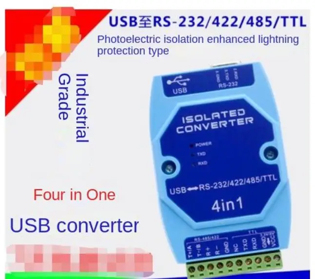 Optically Isolated USB to Rs485 422 232 Interface Industrial Grade Lightning Protection USB to Serial Converter
Optically Isolated USB to Rs485 422 232 Interface Industrial Grade Lightning Protection USB to Serial Converter