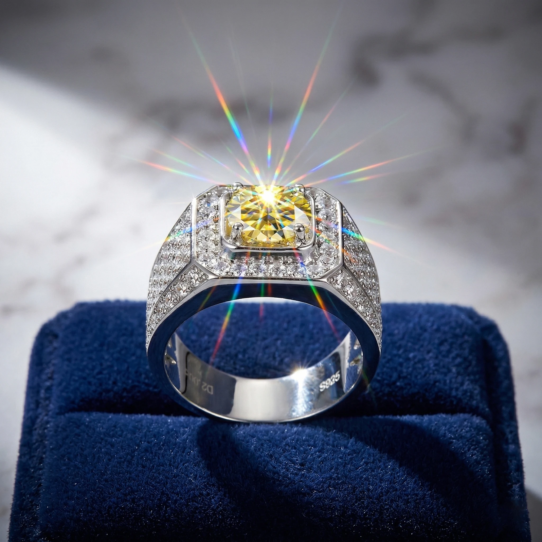 Cubic Zirconia Ring, 925 Sterling Silver, 3EX Cut, 2 Carat, 4 Prong Setting, Party Jewelry, Men's, With Certificate
Cubic Zirconia Ring, 925 Sterling Silver, 3EX Cut, 2 Carat, 4 Prong Setting, Party Jewelry, Men's, With Certificate