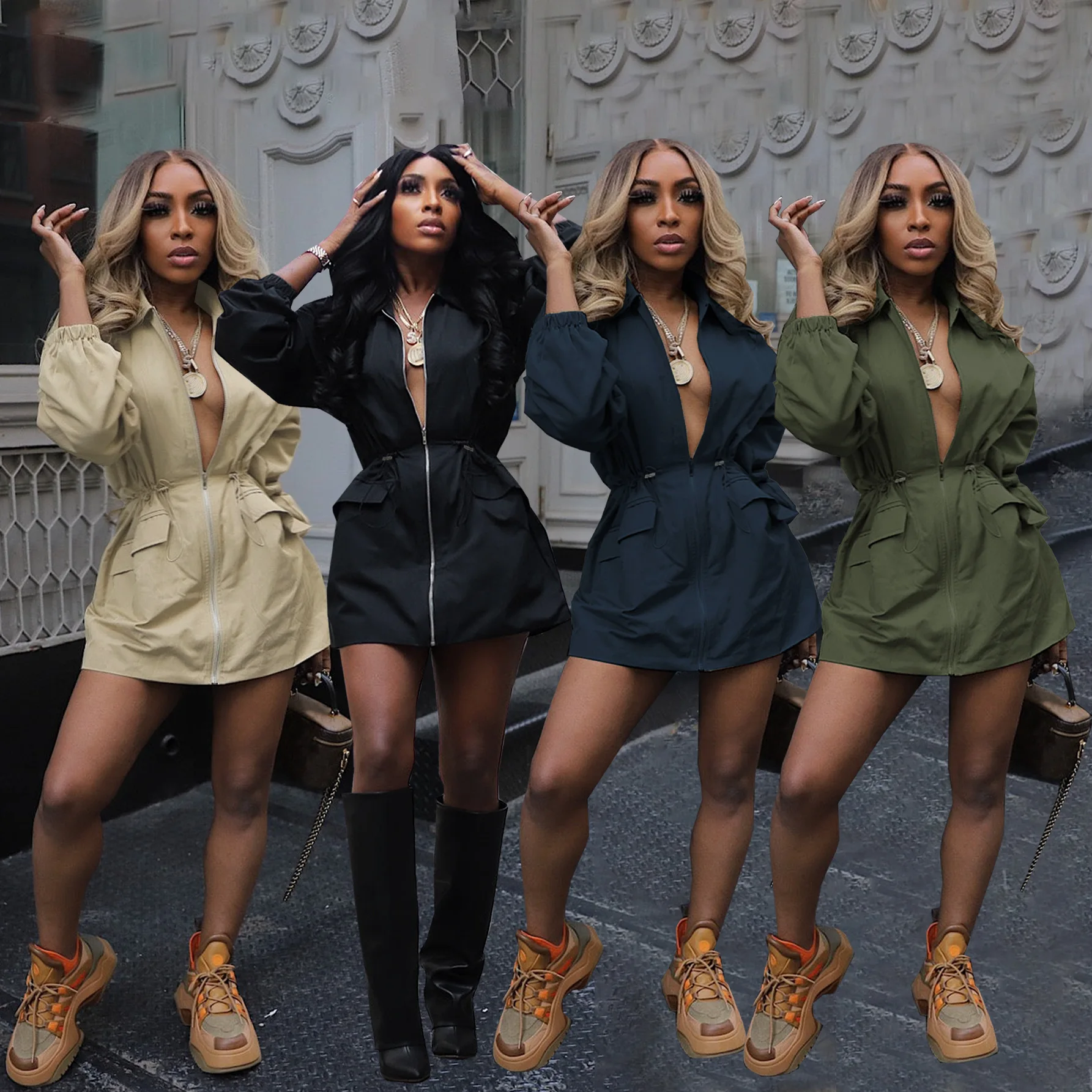 SKMY Women's Fashion Loose Casual Workwear Dress Medium Length Windbreaker With Elastic Waistband Spring Autumn 2026 New
SKMY Women's Fashion Loose Casual Workwear Dress Medium Length Windbreaker With Elastic Waistband Spring Autumn 2026 New