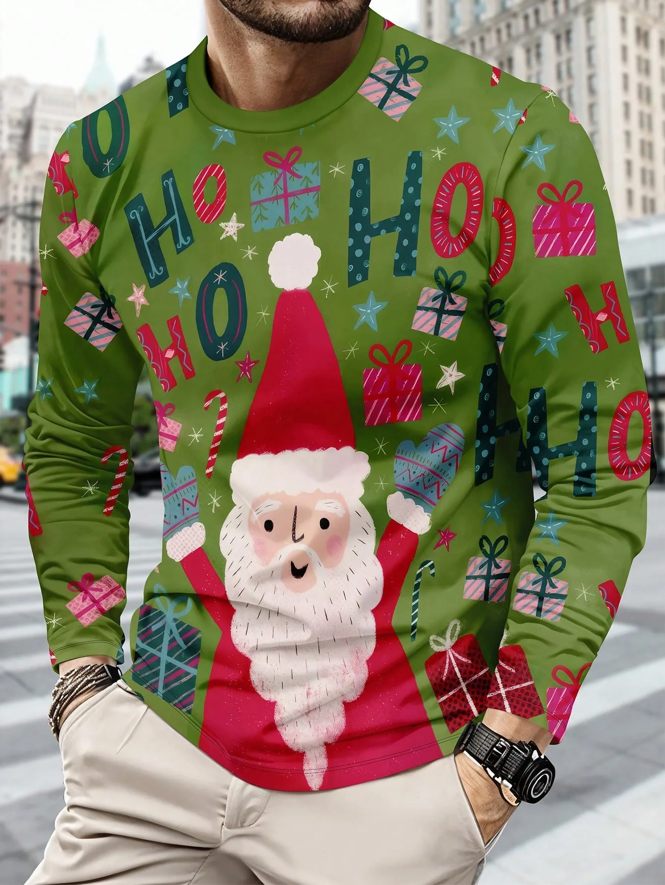 Cartoon Santa Claus Print Men's T-shirt Fall Long Sleeve Pullover Fashion Christmas Clothing Casual O-neck Loose Tees X'mas Tops
Cartoon Santa Claus Print Men's T-shirt Fall Long Sleeve Pullover Fashion Christmas Clothing Casual O-neck Loose Tees X'mas Tops