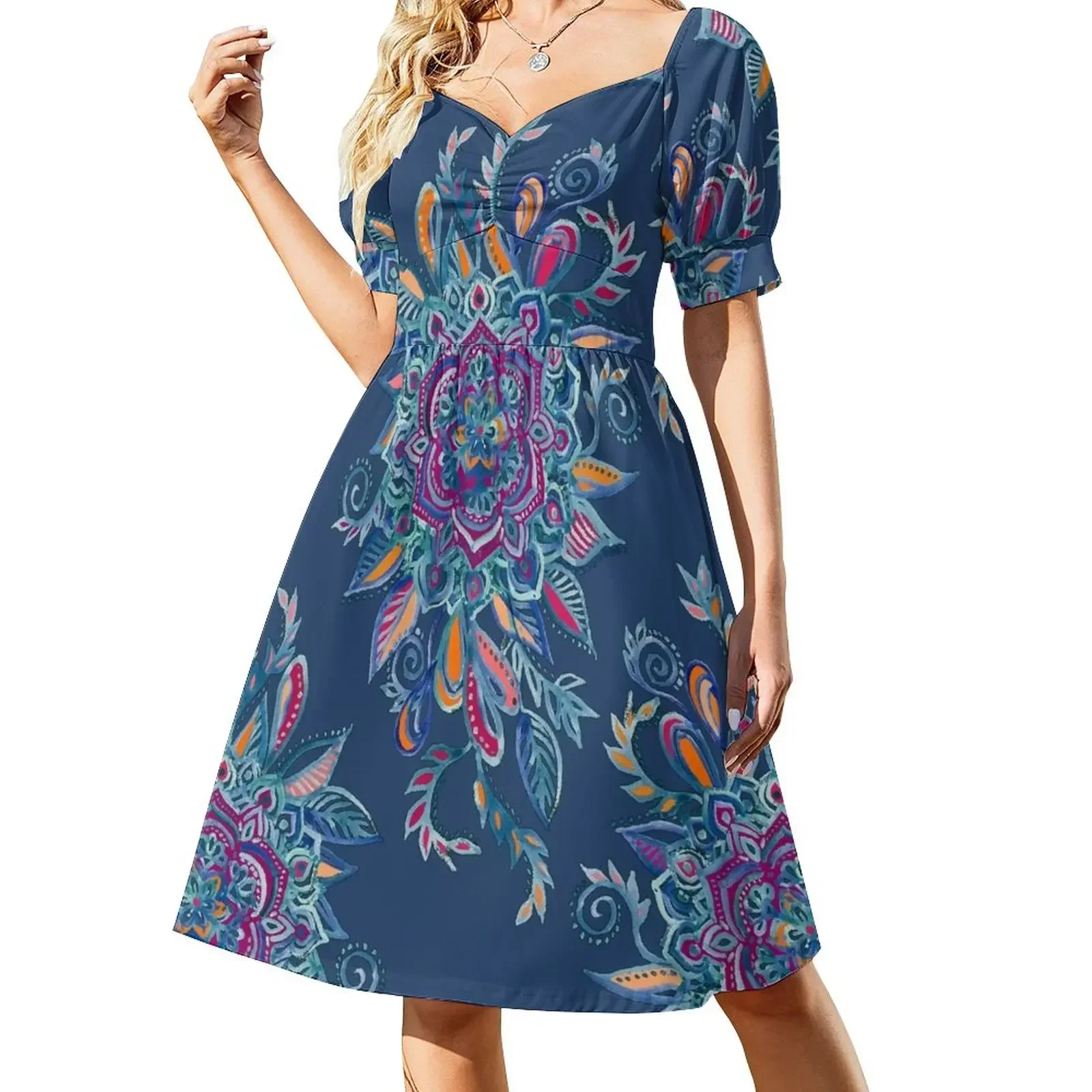 Deep Summer - Watercolor Floral Medallion Short-Sleeved Dress evening dress woman wedding dresses for parties Dress
Deep Summer - Watercolor Floral Medallion Short-Sleeved Dress evening dress woman wedding dresses for parties Dress