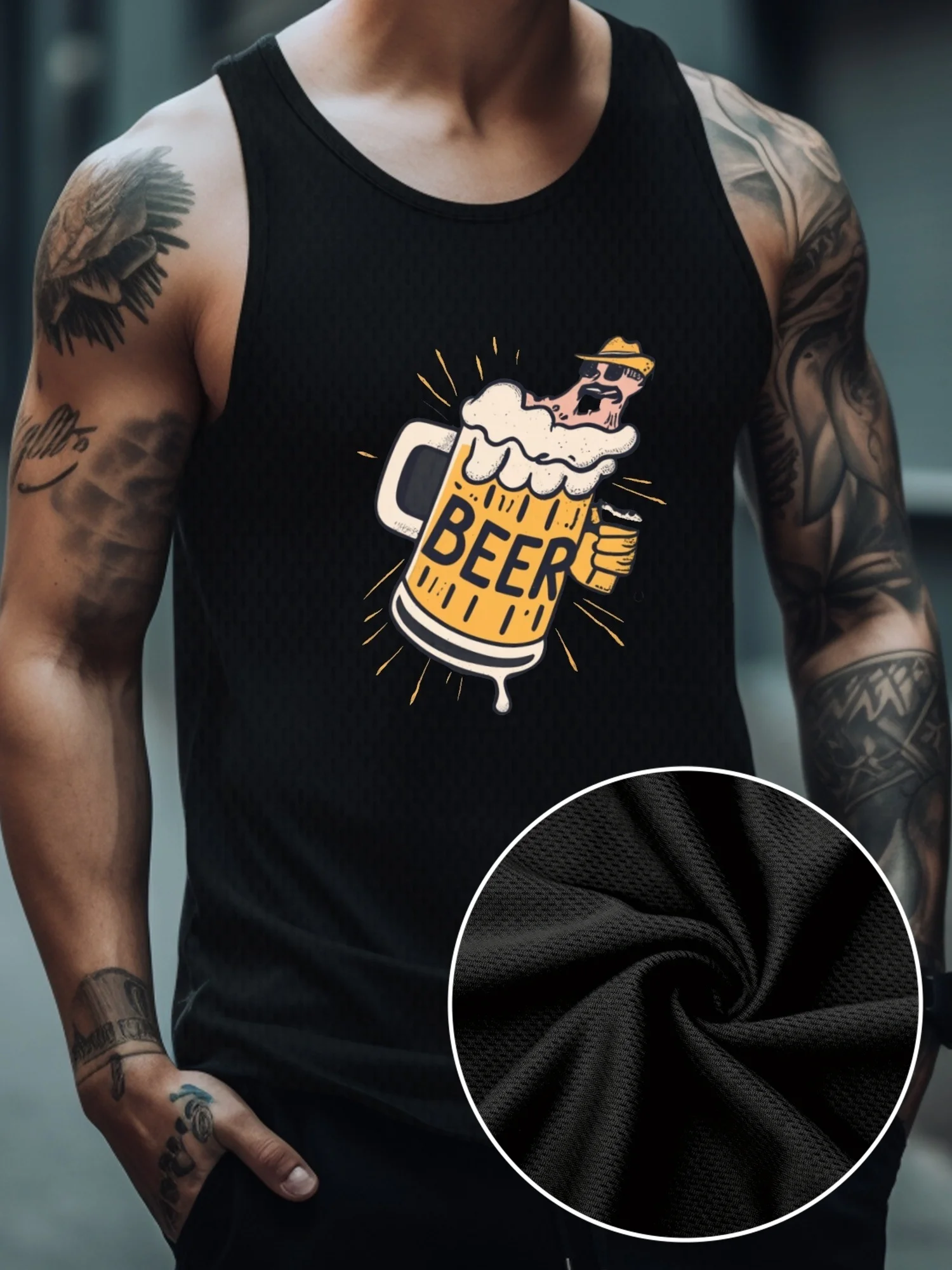 Men's breathable beer-printed tank top - Quick-drying sleeveless sports tank top, suitable for fitness and outdoor activities
Men's breathable beer-printed tank top - Quick-drying sleeveless sports tank top, suitable for fitness and outdoor activities