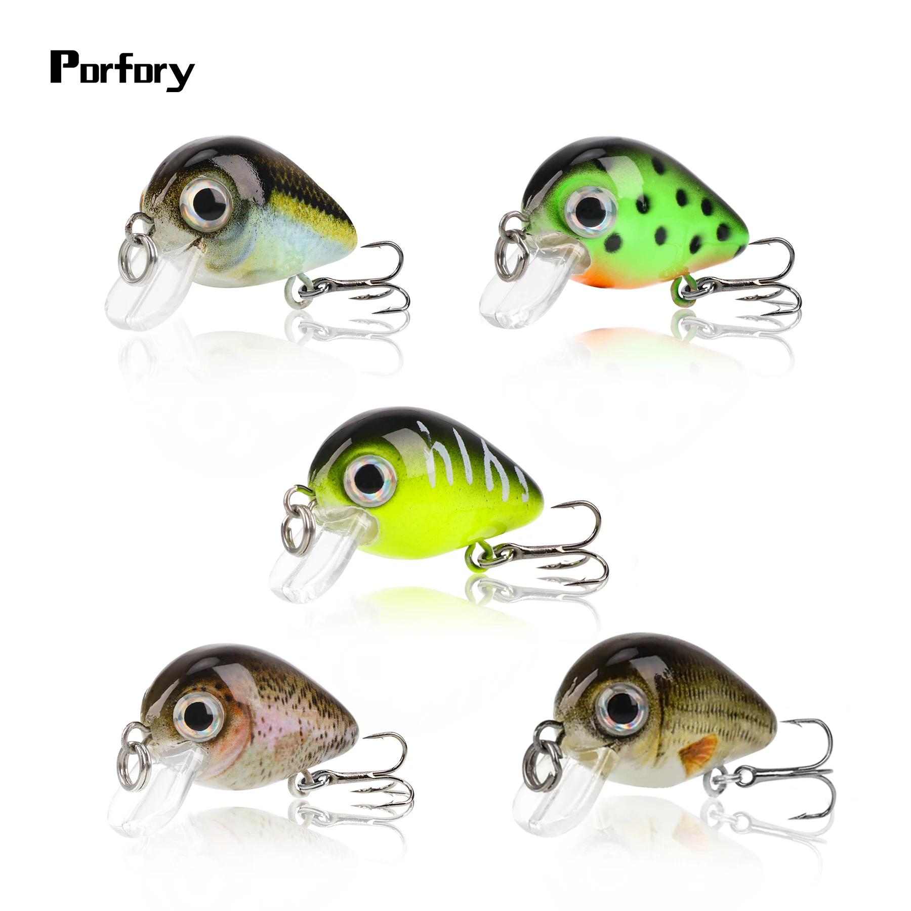 Porfory KB12 5pcs Mini Fish Bass Fishing Lure Set 2.9cm 1.2g Artificial Baits Topwater Crank Wobblers For Pike Crankbait Fishing
Porfory KB12 5pcs Mini Fish Bass Fishing Lure Set 2.9cm 1.2g Artificial Baits Topwater Crank Wobblers For Pike Crankbait Fishing
