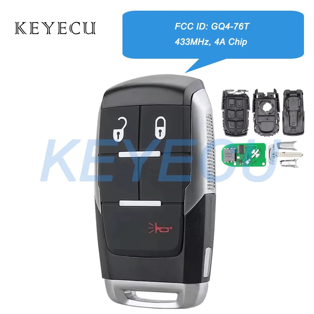 Keyecu GQ4-76T 68375455 433MHz 4A Chip Smart Remote Car Key Fob 3 Buttons for RAM 2500 3500 4500 5500 2019 2020 2021 2022 2023
Keyecu GQ4-76T 68375455 433MHz 4A Chip Smart Remote Car Key Fob 3 Buttons for RAM 2500 3500 4500 5500 2019 2020 2021 2022 2023
