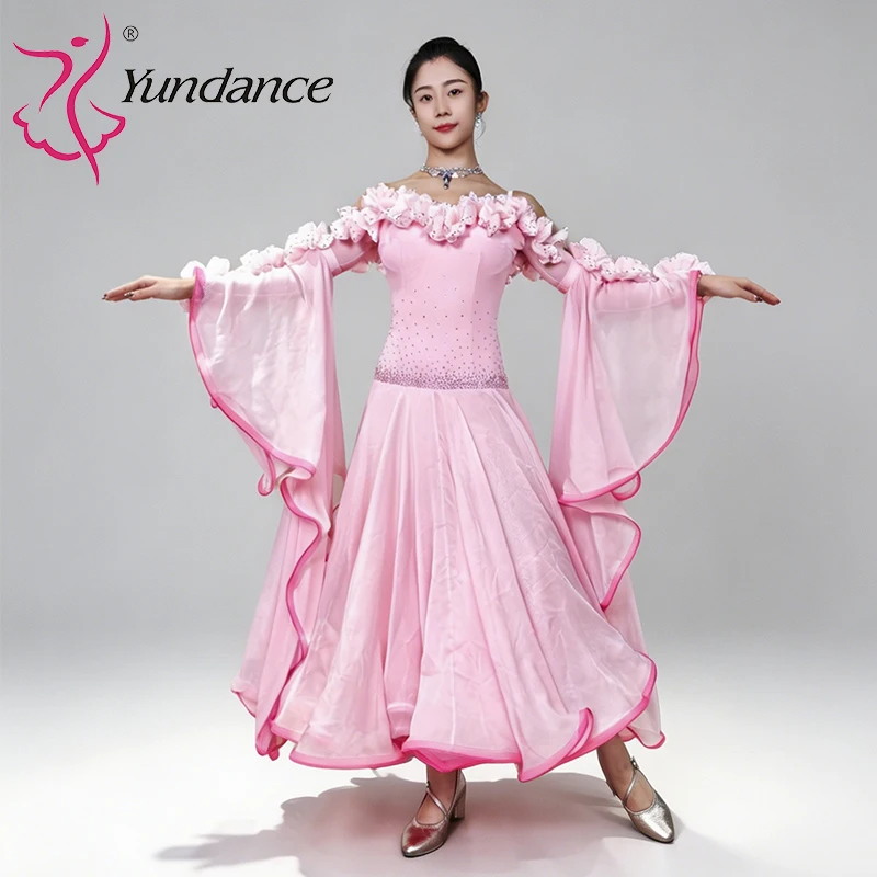 B-26049 Custom International Standard Ballroom Dance Dress for Women Spandex/Polyester Pink Chiffon Stage Performance Wear
B-26049 Custom International Standard Ballroom Dance Dress for Women Spandex/Polyester Pink Chiffon Stage Performance Wear
