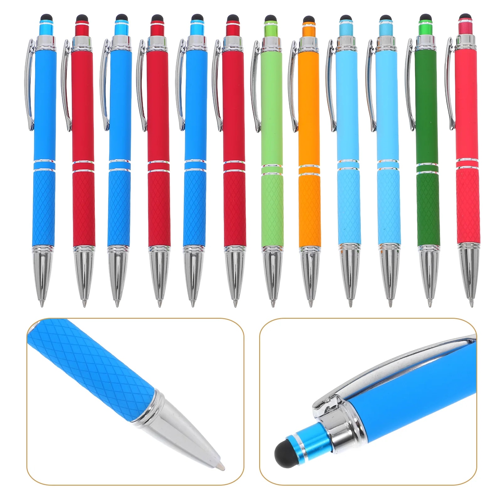 12 Pcs Metal Ballpoint Pen Cartoon Pens Press with Stylus Tip Multi Ink Banner Left Handed
12 Pcs Metal Ballpoint Pen Cartoon Pens Press with Stylus Tip Multi Ink Banner Left Handed