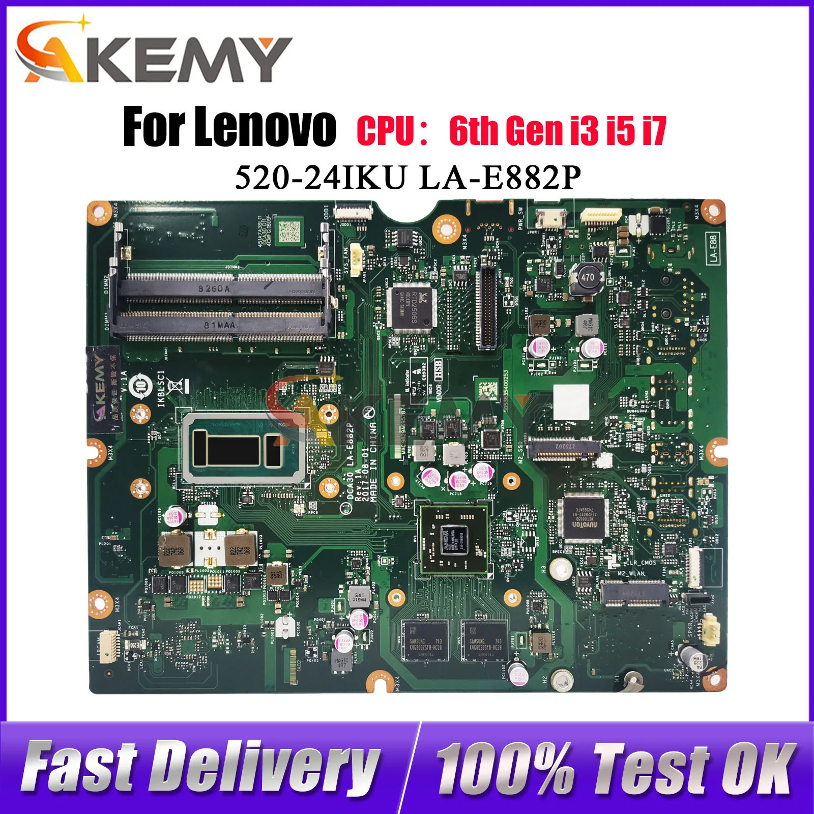 For Lenovo Ideacentre AIO 520-22IKU 24IKU LA-E882P Motherboard with i3 i5 CPU DDR4 100% Tested OK
For Lenovo Ideacentre AIO 520-22IKU 24IKU LA-E882P Motherboard with i3 i5 CPU DDR4 100% Tested OK