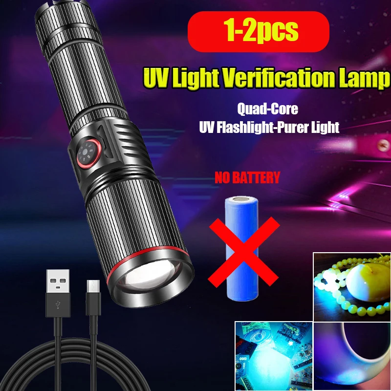 1-2pcs 365 UV Light Flashlight No Battery USB Rechargeable 30W High-Power Zoom In And Out Nail Lamp Jewelry Amber Authentication
1-2pcs 365 UV Light Flashlight No Battery USB Rechargeable 30W High-Power Zoom In And Out Nail Lamp Jewelry Amber Authentication
