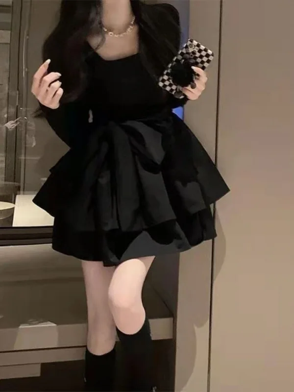 Hebe Style Black Swan Slimming Waist Square Collar Autumn Winter Dress Small Black Puffy Princess Skirt Women's Fashion
Hebe Style Black Swan Slimming Waist Square Collar Autumn Winter Dress Small Black Puffy Princess Skirt Women's Fashion