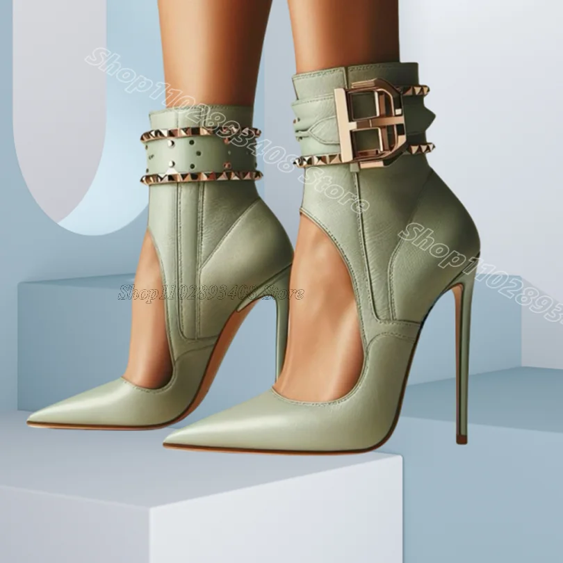 Green Rivet Decor Hollow Sandal Boots Stiletto Heels British Style Design for Women Party Dress Sandals 2025 Zapatos Para Mujere
Green Rivet Decor Hollow Sandal Boots Stiletto Heels British Style Design for Women Party Dress Sandals 2025 Zapatos Para Mujere