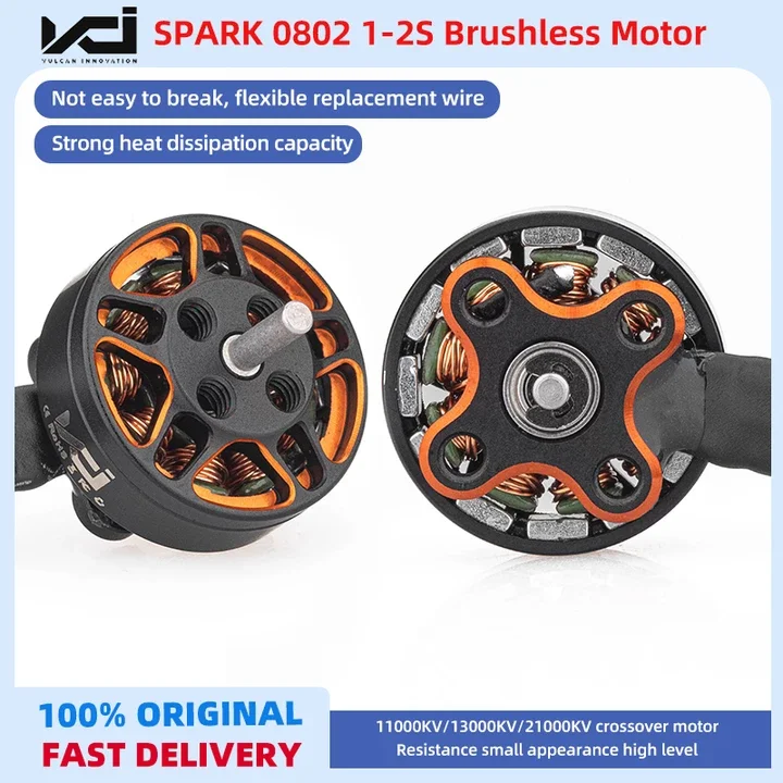 VCI SPARK 0802 22000KV/25000KV/27000KV motor Low resistance and strong heat dissipation ability
VCI SPARK 0802 22000KV/25000KV/27000KV motor Low resistance and strong heat dissipation ability