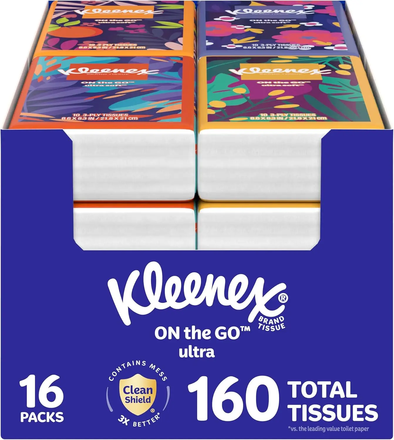 3-Ply Facial Tissues On-The-Go 16 Packs 10 Tissues Each 160 Total Travel Size Soft Durable
3-Ply Facial Tissues On-The-Go 16 Packs 10 Tissues Each 160 Total Travel Size Soft Durable
