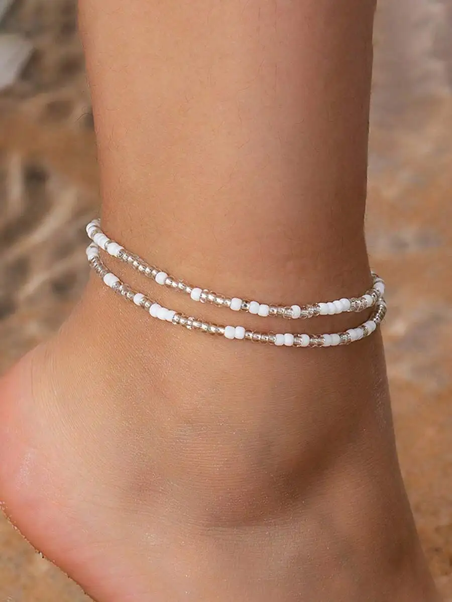2pcs Bohemian Beach Resort Style Minimalist Fashion Casual White Bead & Faux Pearl Layered Anklet For Women
2pcs Bohemian Beach Resort Style Minimalist Fashion Casual White Bead & Faux Pearl Layered Anklet For Women