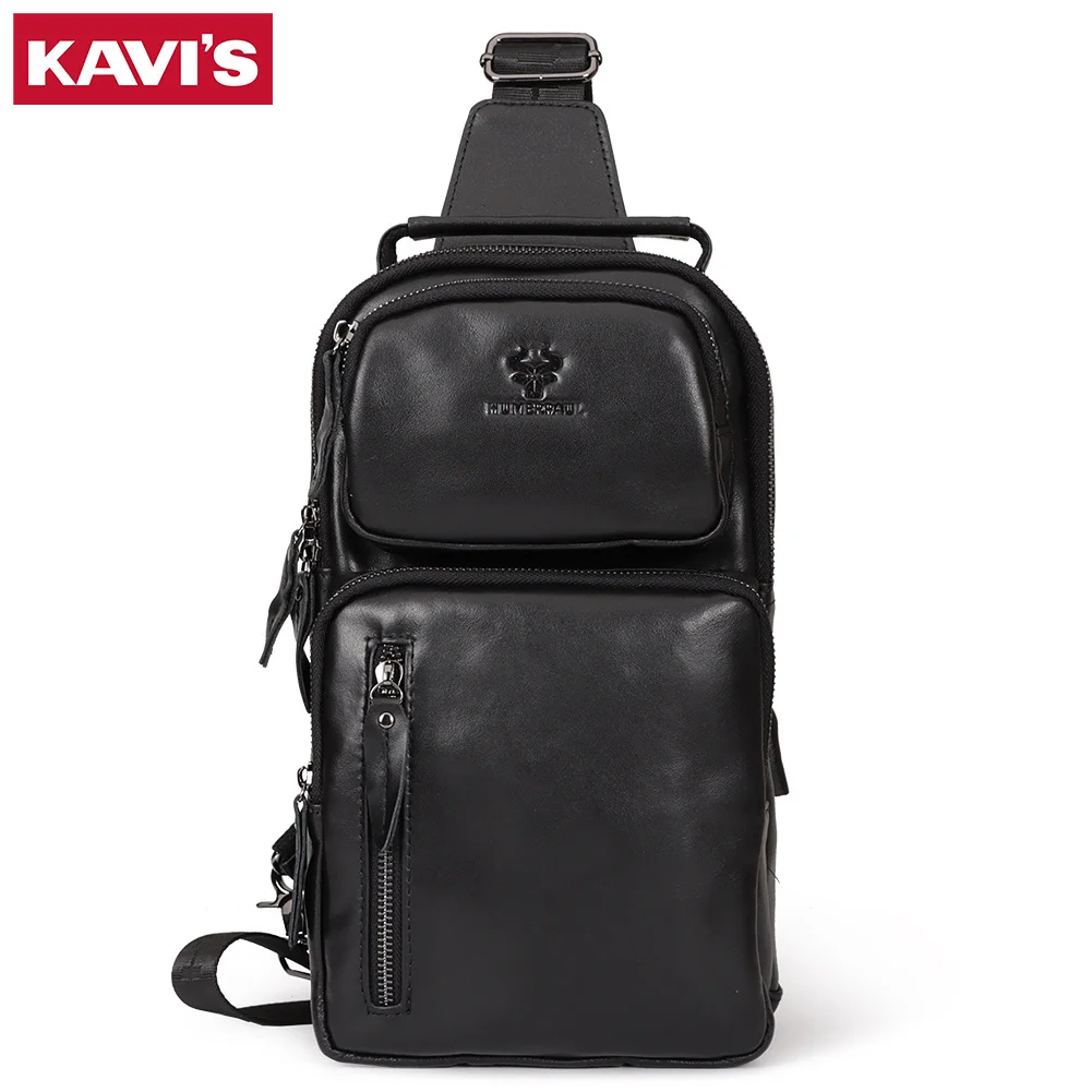 KAVIS The first layer of cowhide men's messenger bag, large-capacity chest bag, multi-function sports bag, solid color
KAVIS The first layer of cowhide men's messenger bag, large-capacity chest bag, multi-function sports bag, solid color