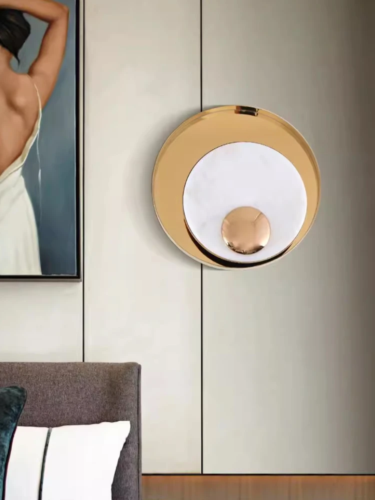 Nordic designer's circular marble wall lamp, bedroom, hotel, villa background wall lamp
Nordic designer's circular marble wall lamp, bedroom, hotel, villa background wall lamp