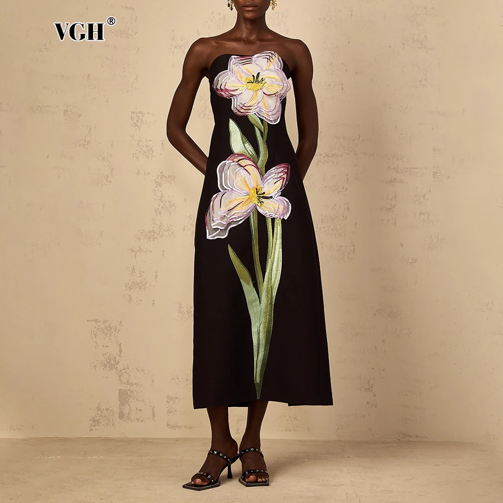 VGH Hit Color Chic Evening Long Dresses for Women Strapless Sleeveless High Waist Patchwork Appliques Sexy Bodycon Dress Female
VGH Hit Color Chic Evening Long Dresses for Women Strapless Sleeveless High Waist Patchwork Appliques Sexy Bodycon Dress Female