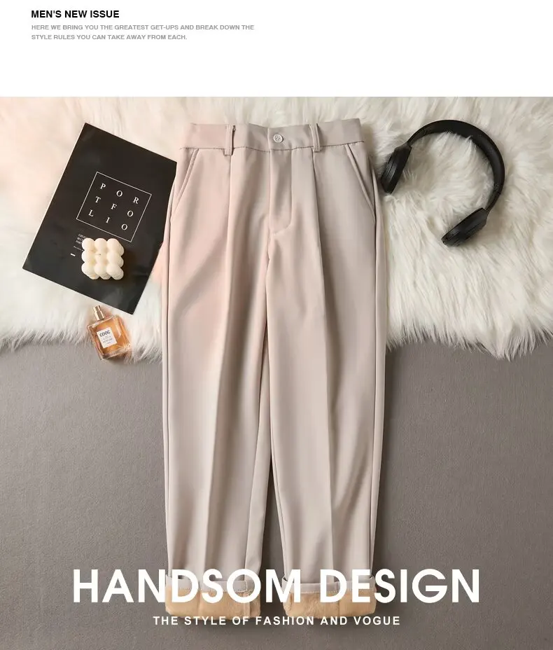 Straight leg nine point plus velvet Western pants men's black slim fit pants autumn and winter casual drape suit long pants
Straight leg nine point plus velvet Western pants men's black slim fit pants autumn and winter casual drape suit long pants