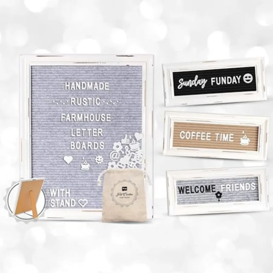 Letterboard + Mini Letterboards Bundle - Gray 12x16 Felt Letter Board with Stand and 4x10 Mini Letter Boards Set of 3 Farmhouse
Letterboard + Mini Letterboards Bundle - Gray 12x16 Felt Letter Board with Stand and 4x10 Mini Letter Boards Set of 3 Farmhouse