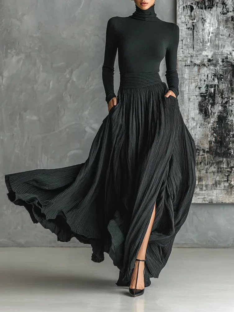 Women Autumn 2 Piece Outfits Elegant Turtleneck Pullover Long Skirt Set Long Sleeve Pocket Solid Slim Casual Suits
Women Autumn 2 Piece Outfits Elegant Turtleneck Pullover Long Skirt Set Long Sleeve Pocket Solid Slim Casual Suits