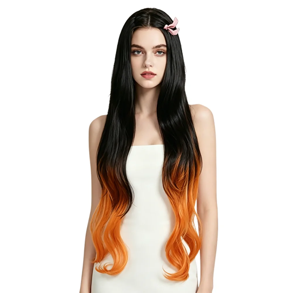 Long Wavy Black Orange Gradient Wig with Pink Hair Clip Heat Resistant Synthetic Wig For Women Halloween Party Cosplay Daily Use
Long Wavy Black Orange Gradient Wig with Pink Hair Clip Heat Resistant Synthetic Wig For Women Halloween Party Cosplay Daily Use