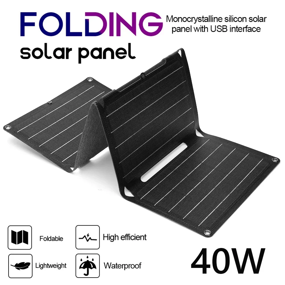Foldable Solar Panel 40W USB Solar Cell Portable Folding Waterproof 12V Solar Charger Outdoor Mobile Power Battery Sun Charging
Foldable Solar Panel 40W USB Solar Cell Portable Folding Waterproof 12V Solar Charger Outdoor Mobile Power Battery Sun Charging
