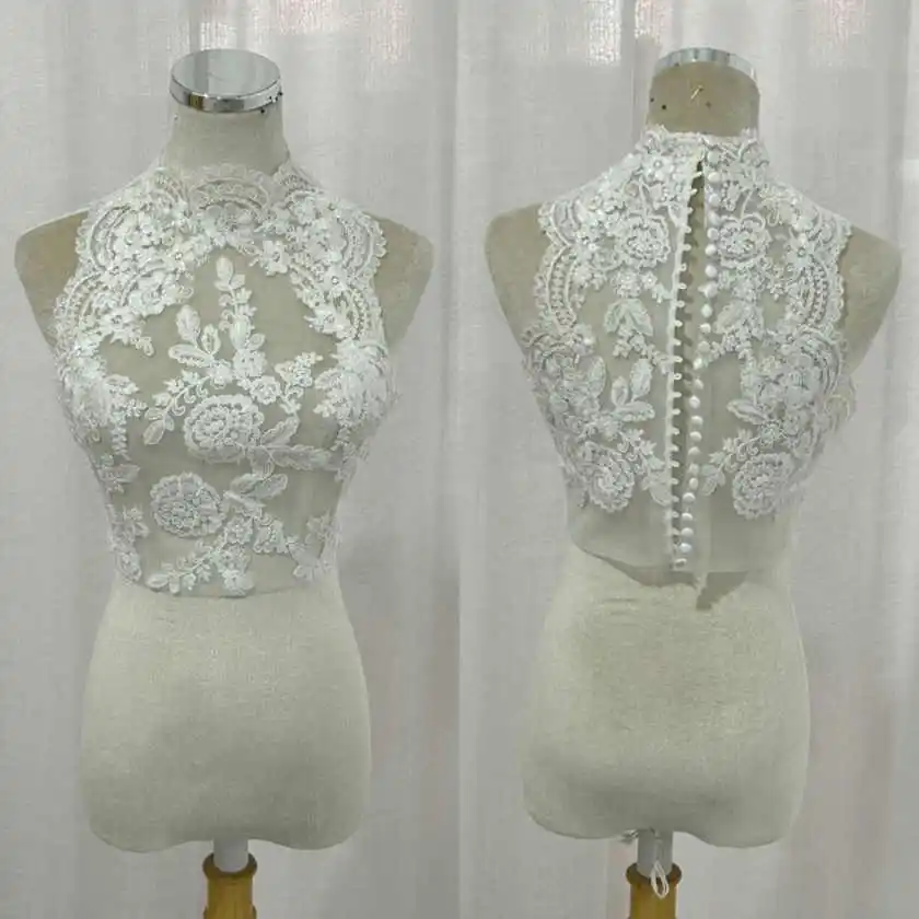 Exquisite Bridal Bolero Shawl Sleeveless High Collar Appliques Wedding Outfit Accessories Custom Made
Exquisite Bridal Bolero Shawl Sleeveless High Collar Appliques Wedding Outfit Accessories Custom Made