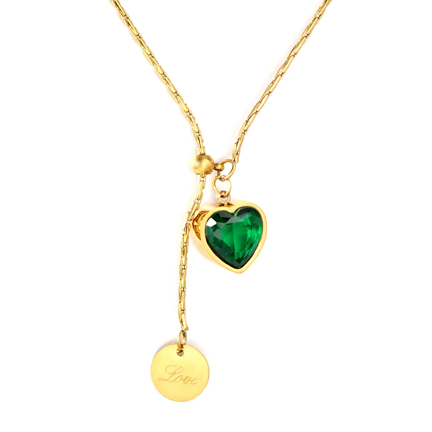 Cute Small Tiny Green CZ Love Heart and Round Pendant Female Gold Color Stainless Steel Lover Necklace for Woman Punk Jewelry
Cute Small Tiny Green CZ Love Heart and Round Pendant Female Gold Color Stainless Steel Lover Necklace for Woman Punk Jewelry