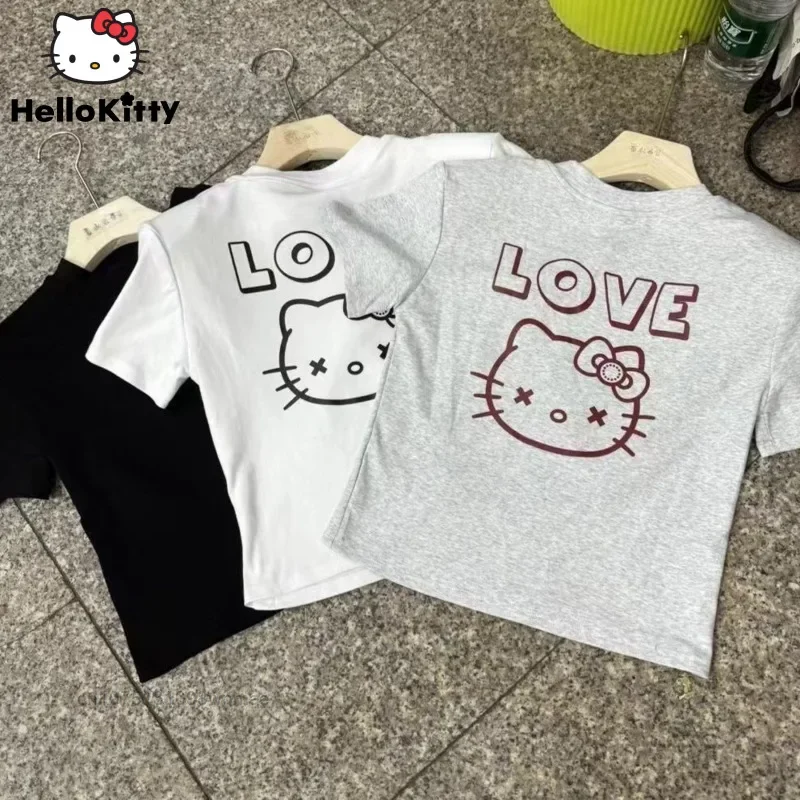 Женская хлопковая Футболка Sanrio Love с принтом Hello Kitty, с коротким рукавом, летний модный мультяшный короткий топ, приталенная одежда
Женская хлопковая Футболка Sanrio Love с принтом Hello Kitty, с коротким рукавом, летний модный мультяшный короткий топ, приталенная одежда