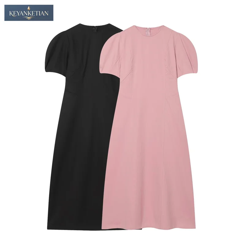 KEYANKETIAN 2026 Minimalist Structured Puff Sleeve Dress Formal Round Neck Fitted Waist Pockets Puff Sleeves Slim-fit Midi Dress
KEYANKETIAN 2026 Minimalist Structured Puff Sleeve Dress Formal Round Neck Fitted Waist Pockets Puff Sleeves Slim-fit Midi Dress