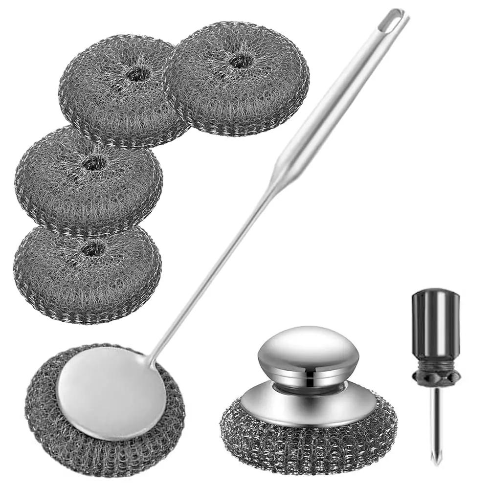 Stainless Steel Wool Metal Wire Scrubber Sponge Scouring Pads Brush Set with Handle for Cleaning Dishes,Pots and Pans,Kitchen
Stainless Steel Wool Metal Wire Scrubber Sponge Scouring Pads Brush Set with Handle for Cleaning Dishes,Pots and Pans,Kitchen