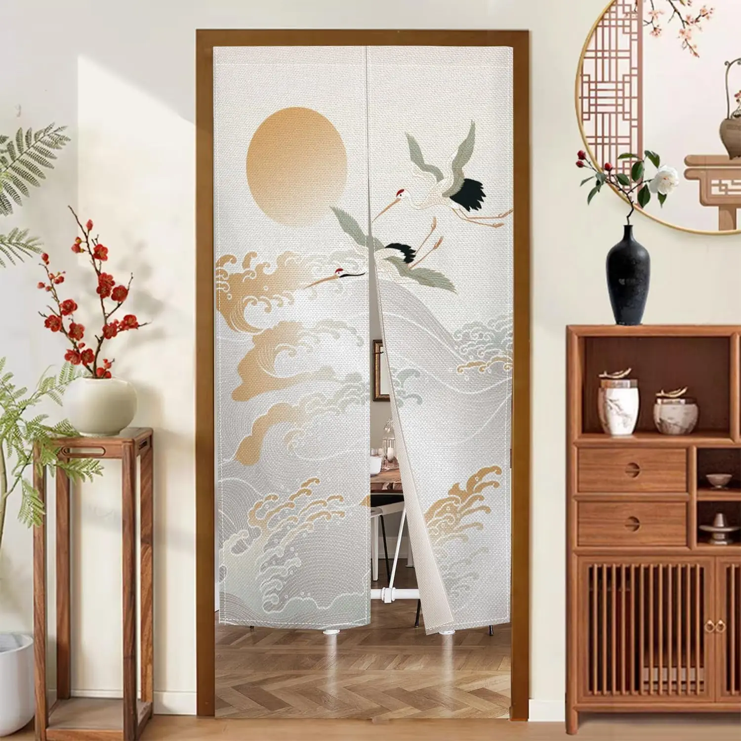 N n Curtain Doorway Japanese Style Half Curtains Traditional Crane Wave Sun Printed Window Treatment for Ukiyoe Room Pr
N n Curtain Doorway Japanese Style Half Curtains Traditional Crane Wave Sun Printed Window Treatment for Ukiyoe Room Pr