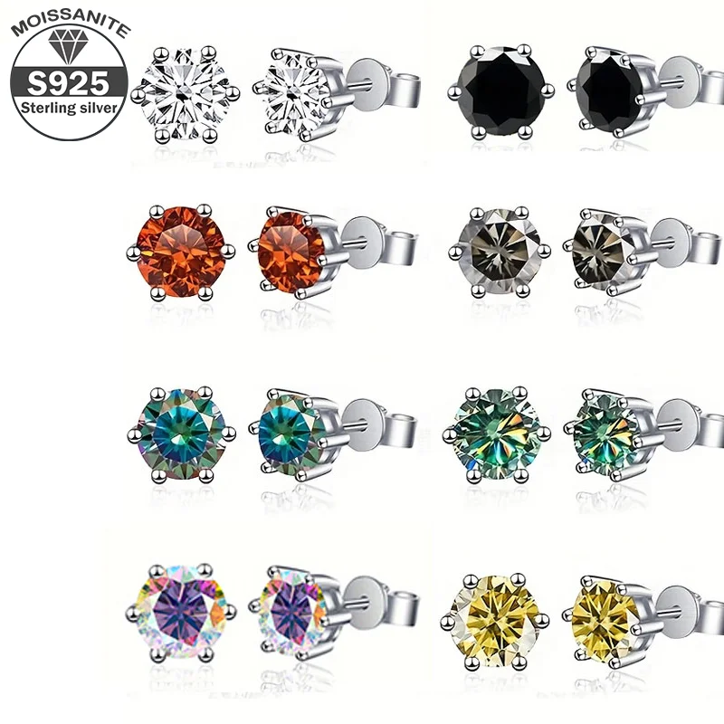 Серьги из стерлингового серебра 925 пробы, цветные серьги 0,5 карата с 6 когтями, серьги из стерлингового серебра с муассанитом, модный и унисекс дизайн для свадьбы
Серьги из стерлингового серебра 925 пробы, цветные серьги 0,5 карата с 6 когтями, серьги из стерлингового серебра с муассанитом, модный и унисекс дизайн для свадьбы