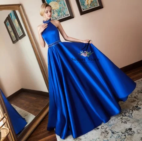 Customized Elegant High Neck Sequin Beaded Sleeveless A-line Evening Dress Royal Blue Sexy Backless Prom Dresses Costom Made For
Customized Elegant High Neck Sequin Beaded Sleeveless A-line Evening Dress Royal Blue Sexy Backless Prom Dresses Costom Made For